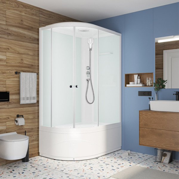 Кабина душевая Melodia Classica 120х80 высокий поддон Right, стекло матовое, профиль белый (MB01015)