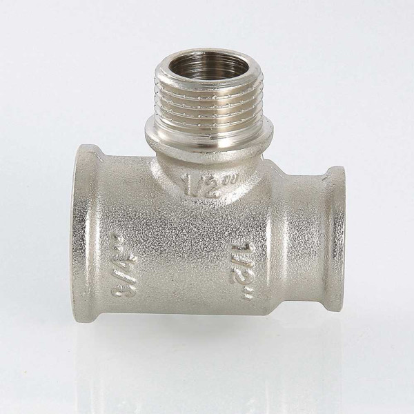 Тройник переходной 3/4"х1/2"х1/2" ВНВ Valtec (никель) (VTr.132.RN.050404)