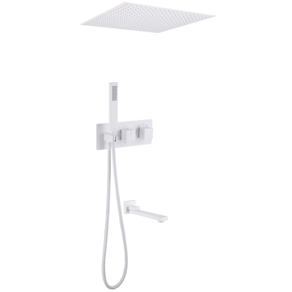 Душевая система Abber Daheim с изливом белый матовый (AF8254W)