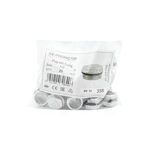 Заглушка 1/2" Н с уплотнительным кольцом Profactor (никель) (PF TF 35R) Заглушка 1/2" Н с уплотнительным кольцом Profactor (никель) (PF TF 35R)