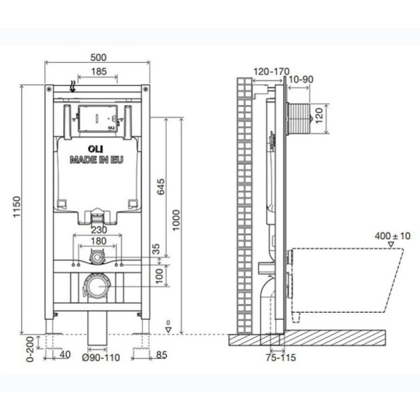 Инсталляция для унитаза Oli pneumatic (300573)