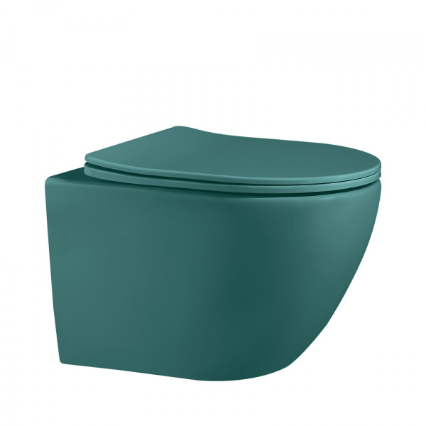 Унитаз подвесной ABBER Bequem темно-зеленый матовый, безободковый (AC1101MBG) Унитаз подвесной ABBER Bequem темно-зеленый матовый, безободковый (AC1101MBG)