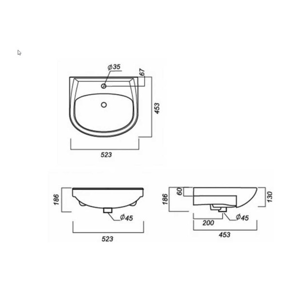 Раковина подвесная Sanita Аттика 50 523x453x186 хромированное обрамление (T50SAWB01) Раковина подвесная Sanita Аттика 50 523x453x186 хромированное обрамление (T50SAWB01)