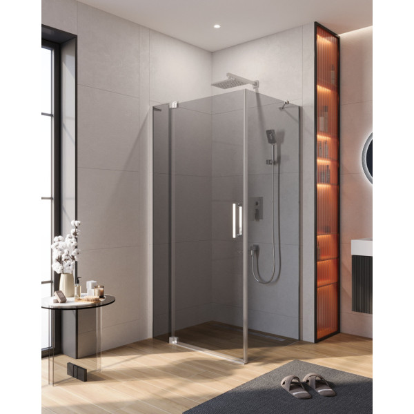 Душевой уголок Cezares Slider 100x80x195 стекло серый, профиль хром (SLIDER-AH-1-80-100/110-GRIGIO-Cr)