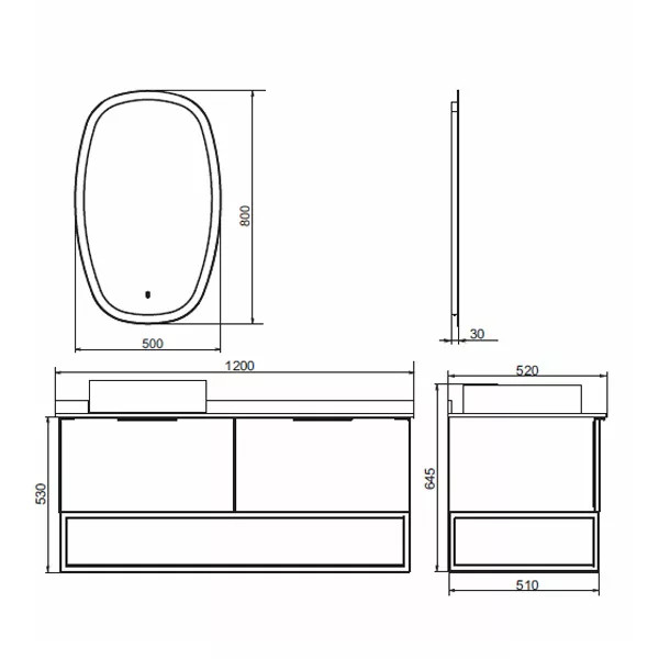 Тумба подвесная Comforty Порто 1200x520x645 дуб темно-коричневый (00-00000828)