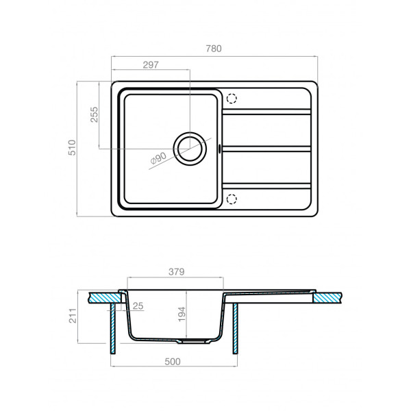 Мойка для кухни врезная Aquaton Аманда 510x780x211 графит (1.A712.8.32A.D21.0) Мойка для кухни врезная Aquaton Аманда 510x780x211 графит (1.A712.8.32A.D21.0)