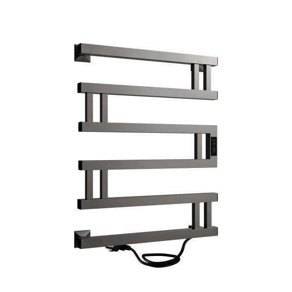 Полотенцесушитель электрический Indigo Muza 600x500 таймер, скрыт.провод справа, Gun Metal (DGM60-50GNSRt)