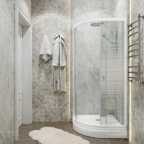Душевой уголок Triton 90*90 А стекло полосы, профиль белый (DK152_2)