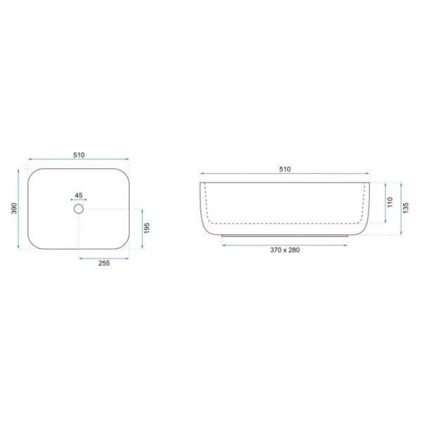 Раковина накладная Rea Demi 55x39,5 мрамор (REA-U4100)