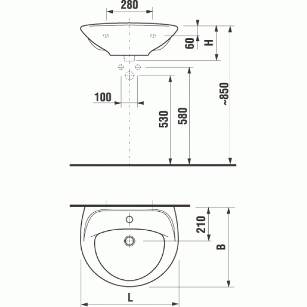 Раковина подвесная Jika Lyra 550х450х195 (8.1427.1.000.104.9)