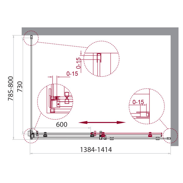 Душевой уголок BelBagno Acqua 140x80 стекло прозрачное, профиль хром (ACQUA-AH-1-140/80-C-Cr)