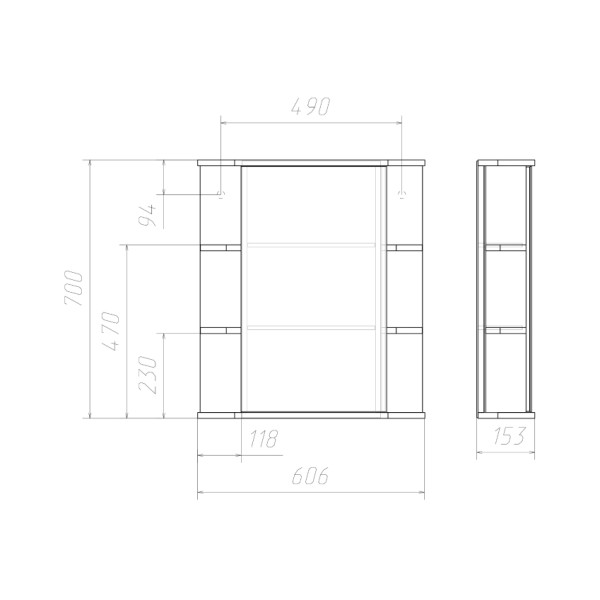 Шкаф зеркальный Домино Оазис-2 60 Идеал (DI44174HZ) Шкаф зеркальный Домино Оазис-2 60 Идеал (DI44174HZ)