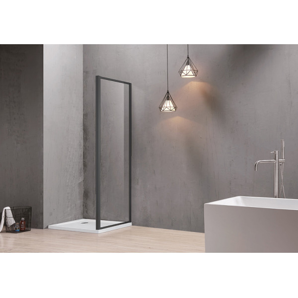 Душевая перегородка Aquatek 80x200 стекло прозрачное, профиль черный (AQ ARI WA 08020BL)