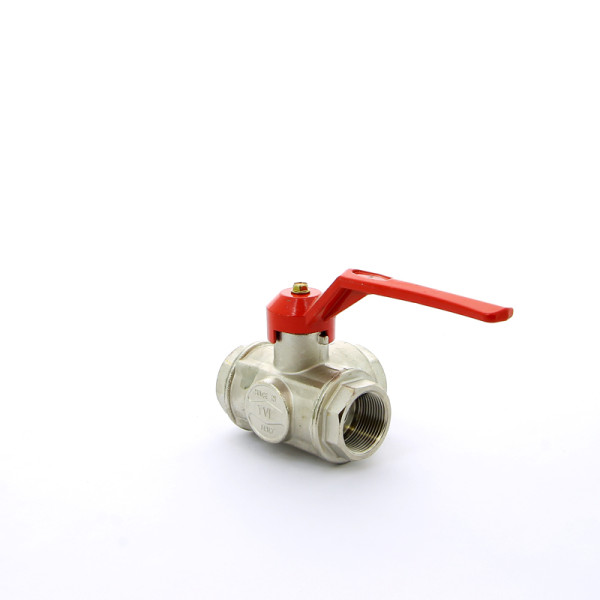 Кран Itap 1 1/4" шаровый трёхходовой T-порт (красная ручка-рычаг) (1280114T)