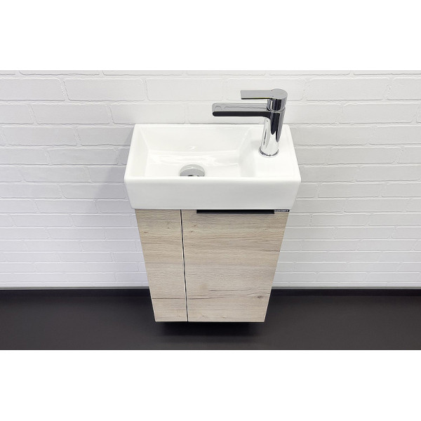 Тумба подвесная с раковиной Comforty Асти 400x220x700 дуб дымчатый (00-00013798)