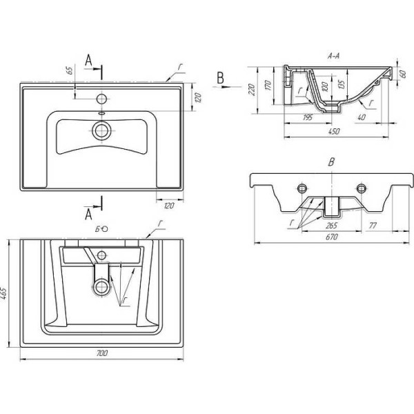 Раковина встраиваемая Dreja Grace 70 Раковина встраиваемая Dreja Grace 70
