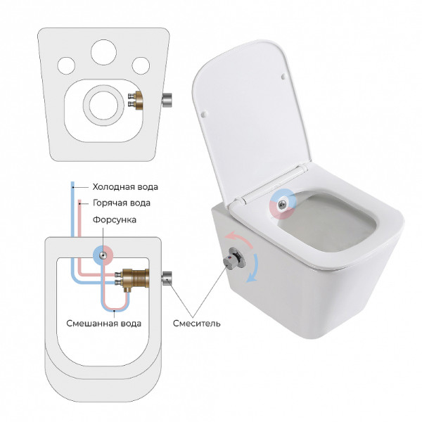 Унитаз подвесной BelBagno Due безободковый с функцией биде и смесителем (BB3103CHR-BS/SC) Унитаз подвесной BelBagno Due безободковый с функцией биде и смесителем (BB3103CHR-BS/SC)