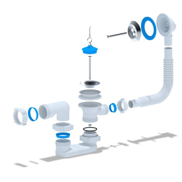 Обвязка для ванны АНИ с выпуском 1 1/2"*40 плоский сифон АНИ пласт (E050)