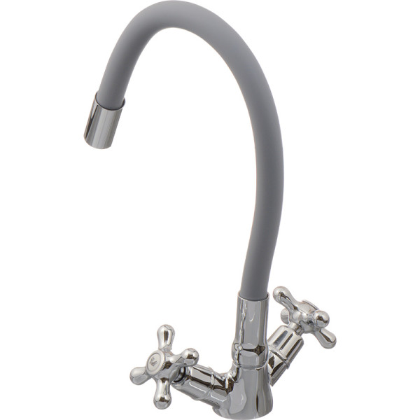 Смеситель для кухни Ex-promt Cross с гибким изливом, хром (Ex102.2-01 gray)