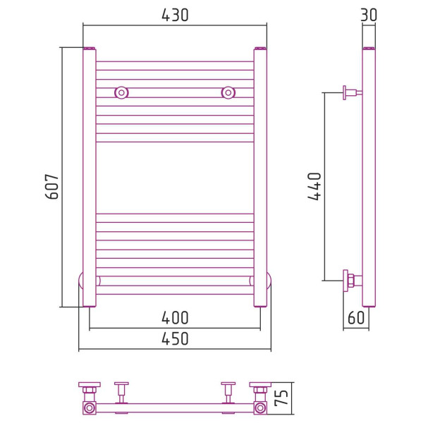 Полотенцесушитель водяной Сунержа Модус 600х400 золотой (03-0250-6040)