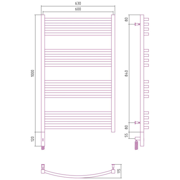 Полотенцесушитель электрический Сунержа Аркус 3.0 1000х600 МЭМ левый, золотой (03-5704-1060) Полотенцесушитель электрический Сунержа Аркус 3.0 1000х600 МЭМ левый, золотой (03-5704-1060)