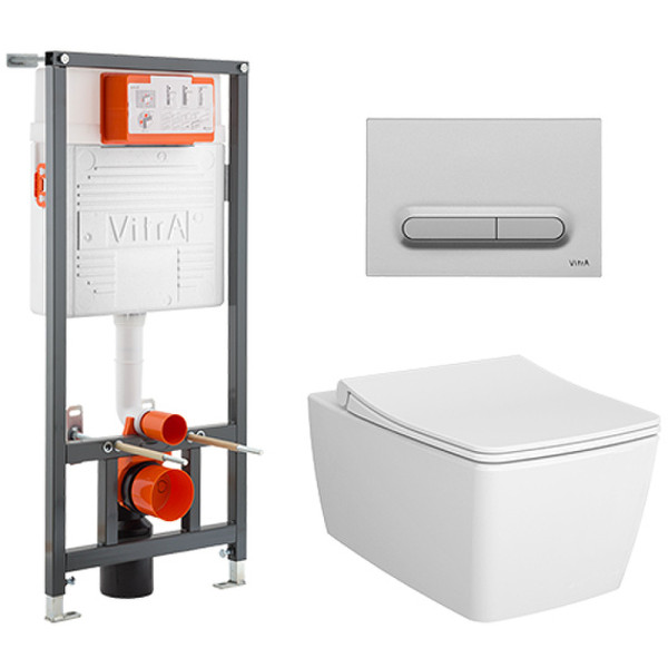 Комплект инсталляция с унитазом Vitra Metropole L-Box с клавишей хром (9820B003-7201) Комплект инсталляция с унитазом Vitra Metropole L-Box с клавишей хром (9820B003-7201)