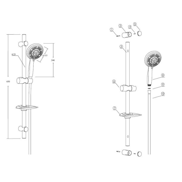 Душевой гарнитур Osgard Lovelace хром (90707) Душевой гарнитур Osgard Lovelace хром (90707)
