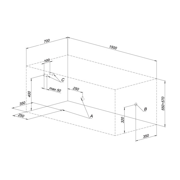 Ванна акриловая Aquanet Dali 150х70 без гидромассажа Ванна акриловая Aquanet Dali 150х70 без гидромассажа