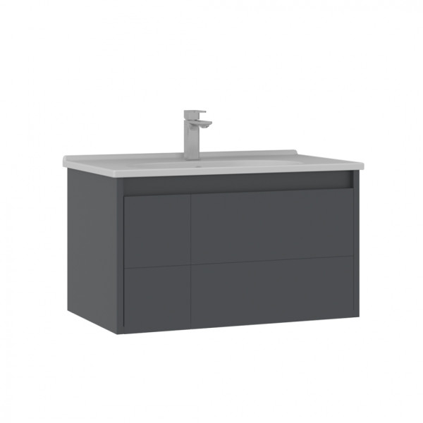 Тумба подвесная Orka Likya 800x500x460 с раковиной антрацит матовый (5002491)