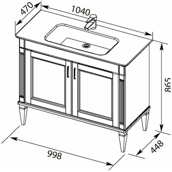 Тумба напольная Aquanet Селена 105 белый/серебро (2 дверцы) (00201650)