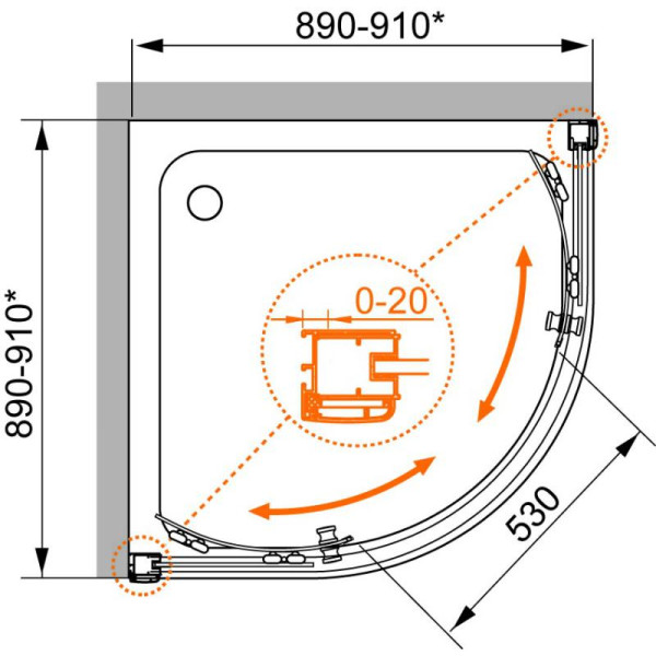 Душевой уголок Cezares Anima 100х100 стекло прозрачное (ANIMA-W-R-2-100-C-Cr-IV) Душевой уголок Cezares Anima 100х100 стекло прозрачное (ANIMA-W-R-2-100-C-Cr-IV)