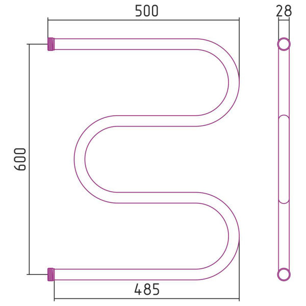 Полотенцесушитель водяной Стилье М-образный 600х500 резьба-сгон 1 хром (00004-6050) Полотенцесушитель водяной Стилье М-образный 600х500 резьба-сгон 1 хром (00004-6050)