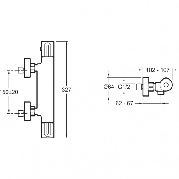 Смеситель для душа Jacob Delafon Metro с термостатом хром (E24394-CP)