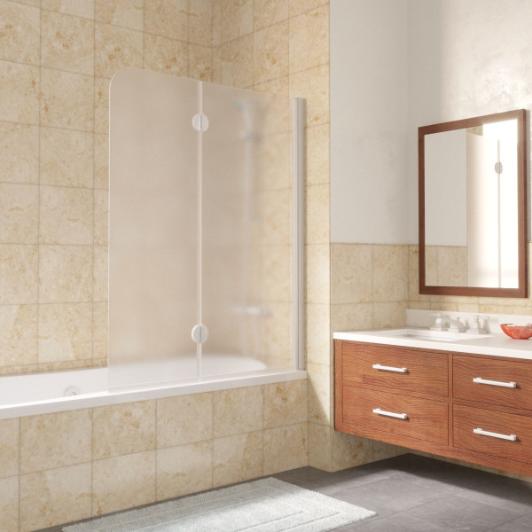 Душевая шторка на ванну Vegas Glass 120х140 E2V 120 01 10 R профиль белый, стекло сатин Душевая шторка на ванну Vegas Glass 120х140 E2V 120 01 10 R профиль белый, стекло сатин