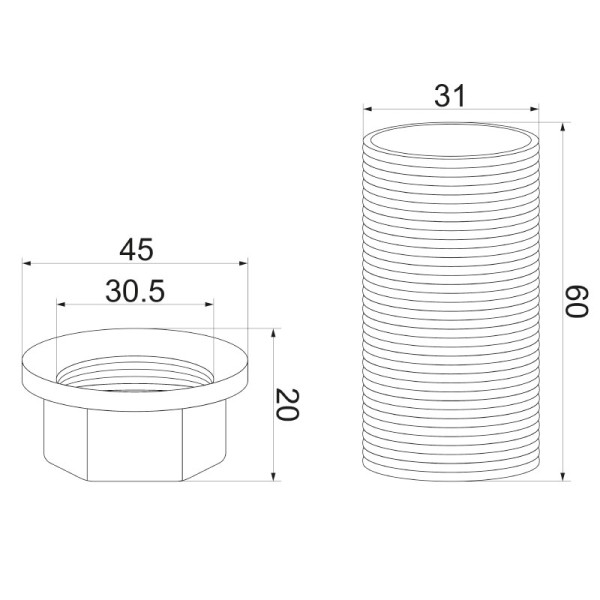 Крепеж к смесителю Melodia кухня (нерж.+латунная гайка) (MKP21050)
