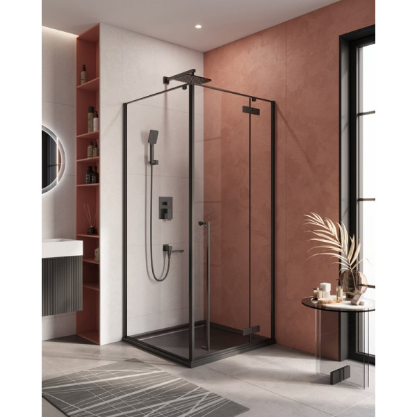 Душевой уголок Cezares Liner 90x90 стекло прозрачное, профиль черный (LINER-A-1-90-C-NERO-R)