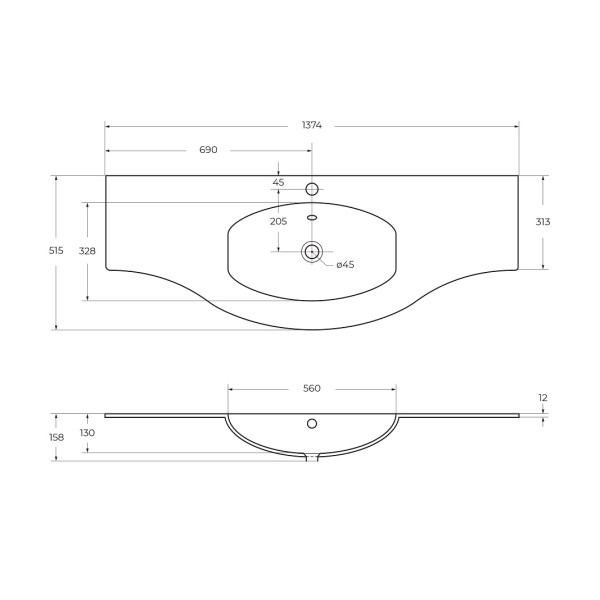 Раковина встраиваемая Cezares Bianco 138x41x125 (50155) Раковина встраиваемая Cezares Bianco 138x41x125 (50155)
