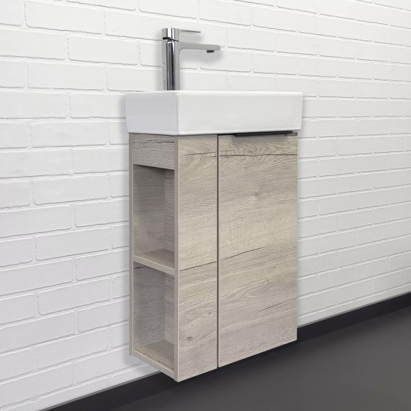 Тумба подвесная с раковиной Comforty Матэ 400x225x700 дуб дымчатый (00-00015132)