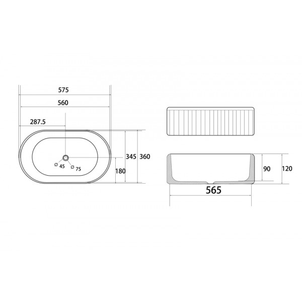 Раковина накладная Abber Bequem 575x360 белый матовый (AC2116MW)