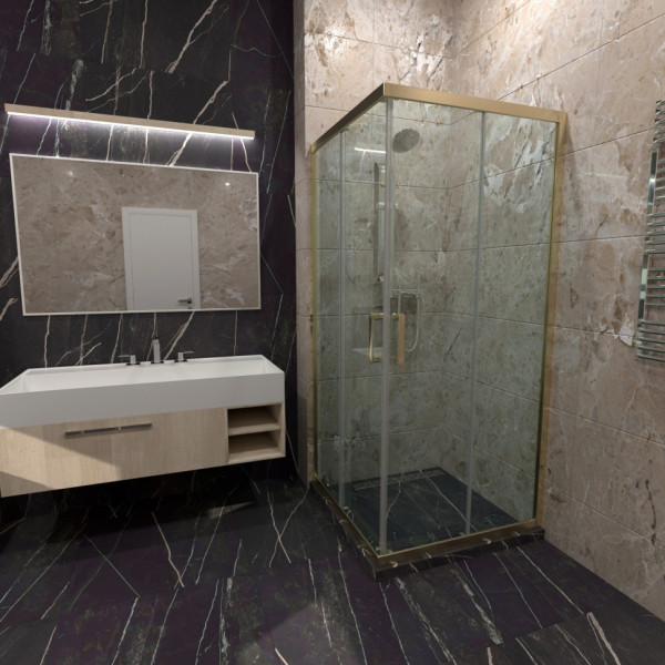 Душевой уголок Triton Фикс-Голд 80x80  стекло прозрачное, профиль золотой (DK447)