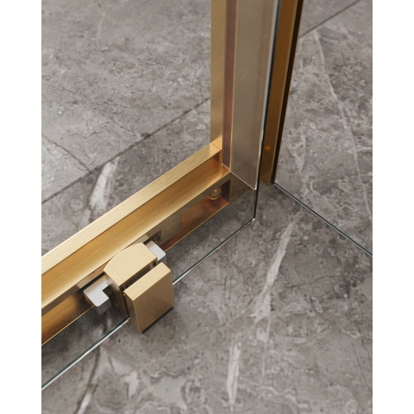 Душевой уголок Cezares Molveno 120x90x195 стекло прозрачное, профиль брашированное золото (MOLVENO-AH-12-120/90-C-BORO-IV)