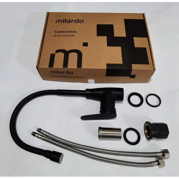 Смеситель для кухни Milardo Meal с гибким изливом черный (M07BL2FM05) Смеситель для кухни Milardo Meal с гибким изливом черный (M07BL2FM05)