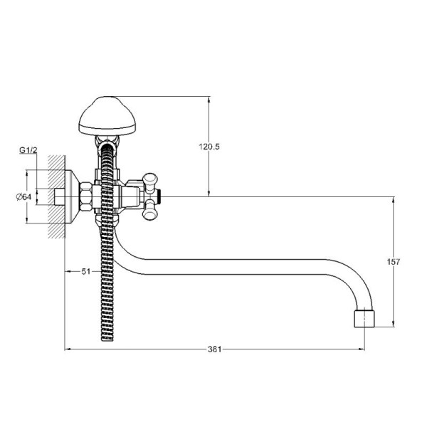 Смеситель для ванны и душа G.lauf хром (QMT7-A722) Смеситель для ванны и душа G.lauf хром (QMT7-A722)