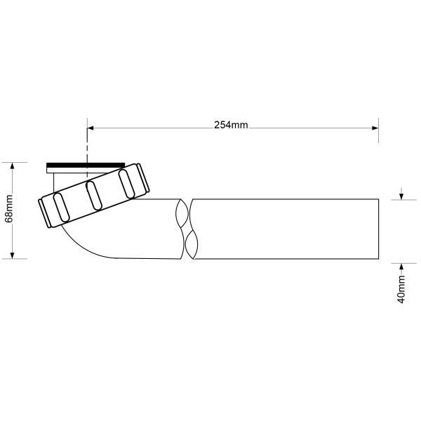 Труба отводная под 90° 1 1/2"*40 мм. (L 250 мм.) McAlpine (HC12-RU)