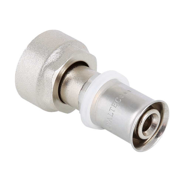 Соединение прямое 16*3/4"(18) евроконус с накидной гайкой Valtec (пресс, никель) (VTc.712.NE.1605)