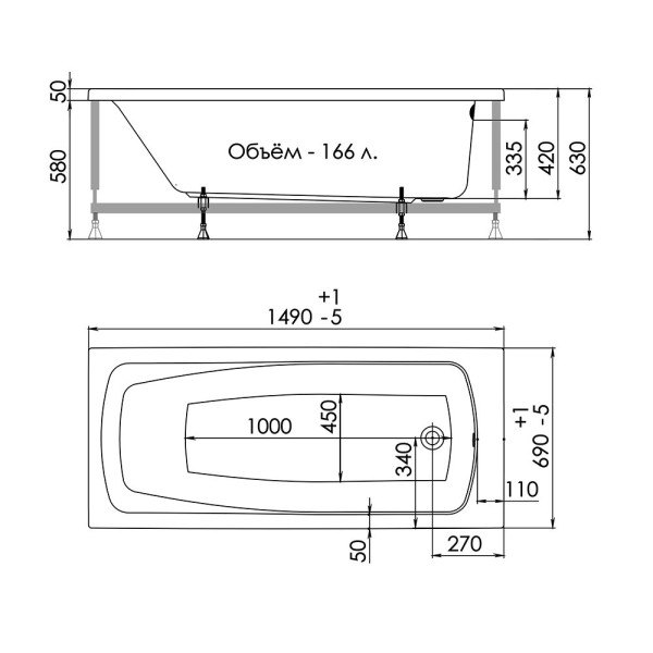 Экран фронтальный 1ACReal London 160 белый (FPA-LN167X0-00M)