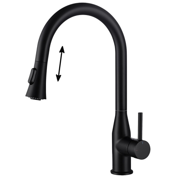 Смеситель для кухни Timo Saona черный, с выдвижным изливом (2336/03FL)