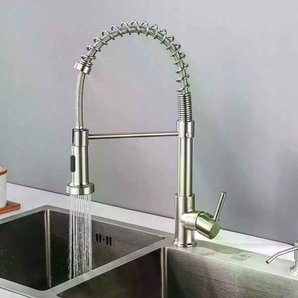 Смеситель для кухни Rea Colin с выдвижным изливом никель (REA-B0417)