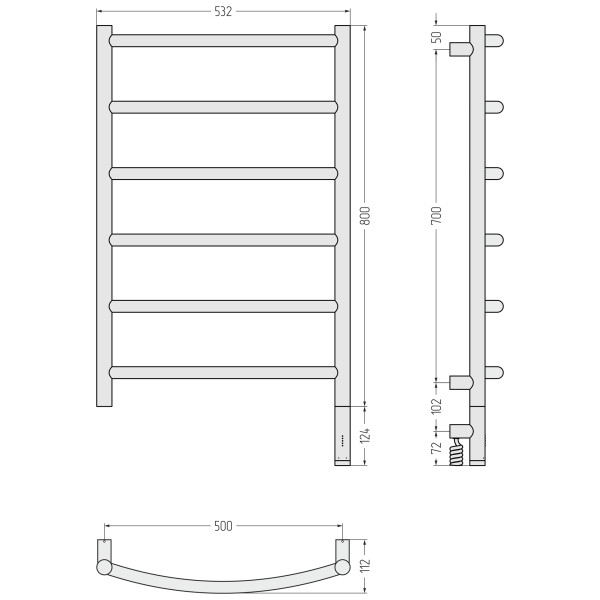 Полотенцесушитель электрический Сунержа Галант 3.1 800х500 МЭМ провод справа (00-6001-8050)