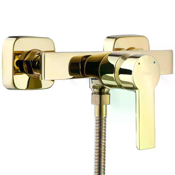 Смеситель для раковины Rea Argus с душевым комплектом золото (REA-B6408) Смеситель для раковины Rea Argus с душевым комплектом золото (REA-B6408)